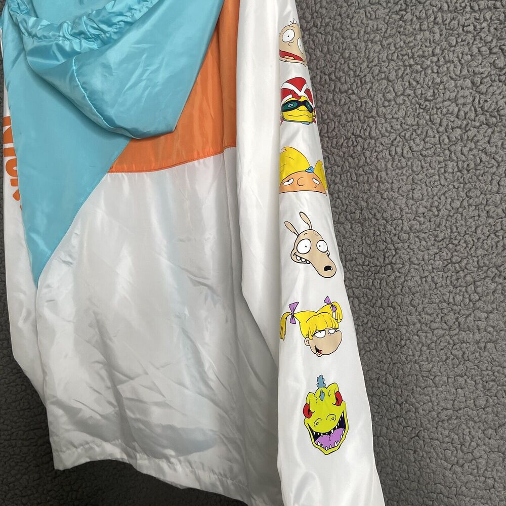 Nickelodeon Jacket Men’s Size Medium Blue White Windbreaker 90s Cartoons Fullzip - Picture 10 of 14